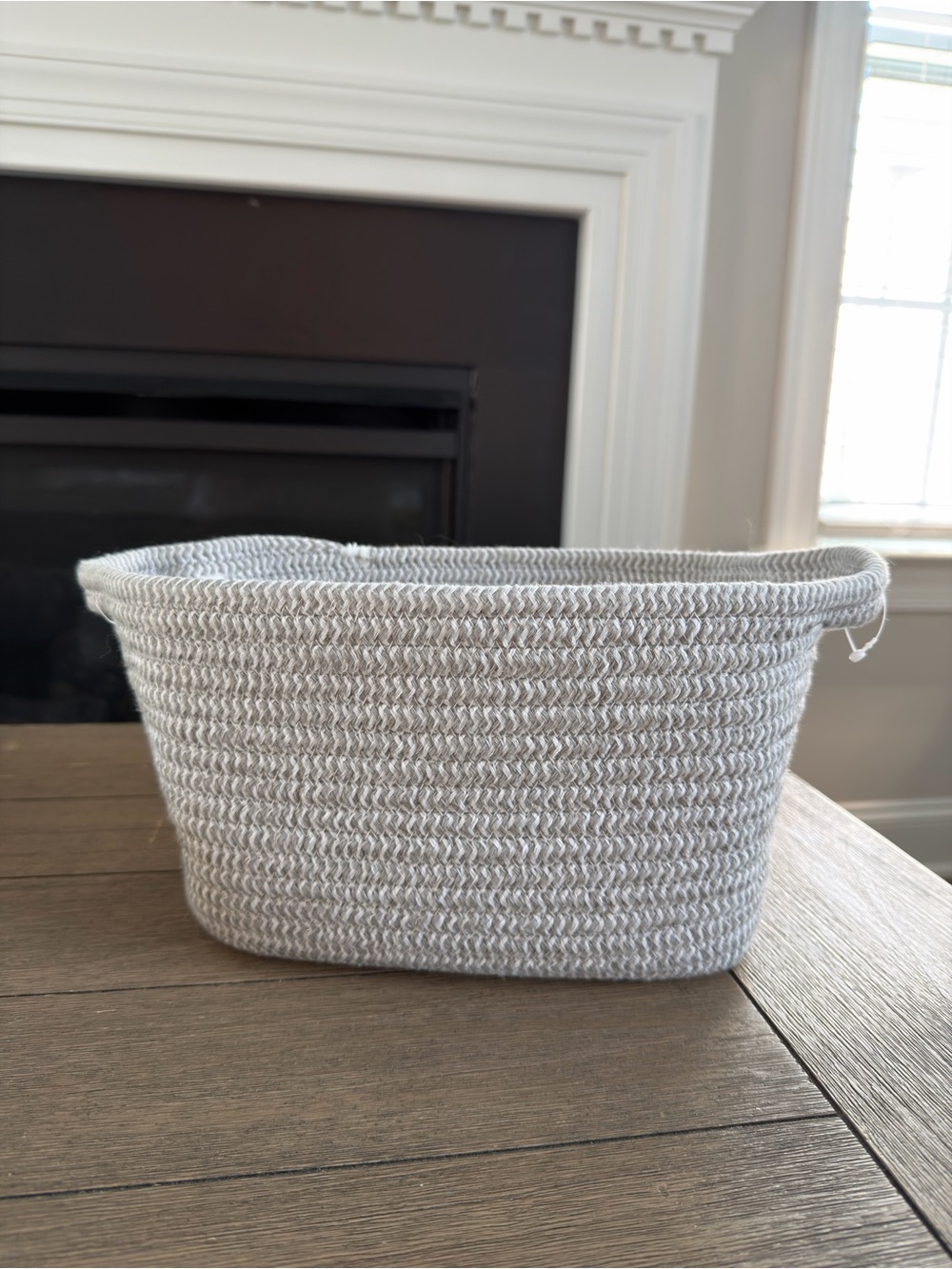 Woven Rope Storage Basket in Light Gray - Stylish Home Organizer
